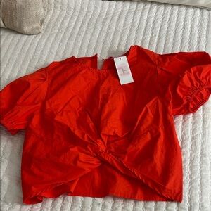 NWT Sincerely Ours Women's Red Puff Sleeve Top